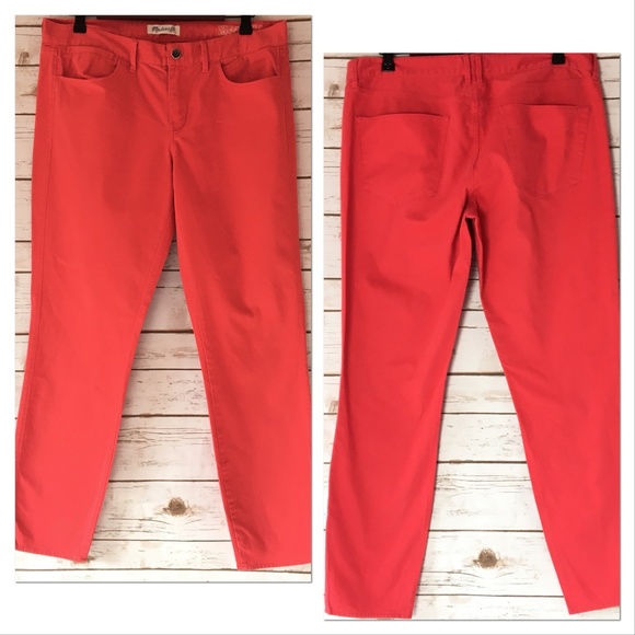 Madewell Orange Skinny Ankle Pants Size 12 - Picture 6 of 10